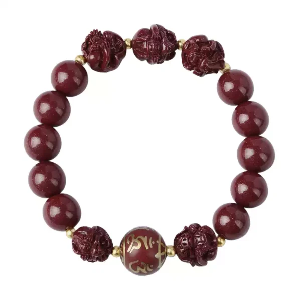 Purple Gold Sand Cinnabar Bracelet Hexagonal Fragrance Grey Six Character Truth Transfer Beads Men's and Women's Lunar New Year Bracelets