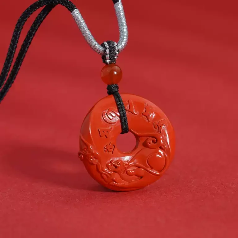 Cinnabar Spitting Treasure Beast Peace Buckle Pendant Six Character Truth Transfer Beads Lunar New Year Women's Pendant-3