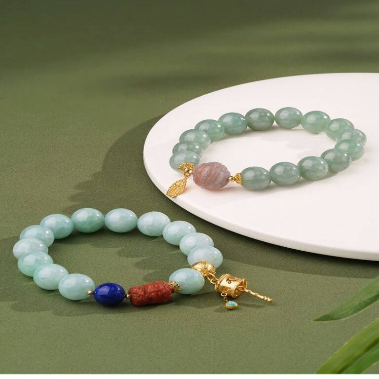 Jade agate lapis lazuli strings about 12mm round beads jade beads floating green high-grade feeling bracelet female