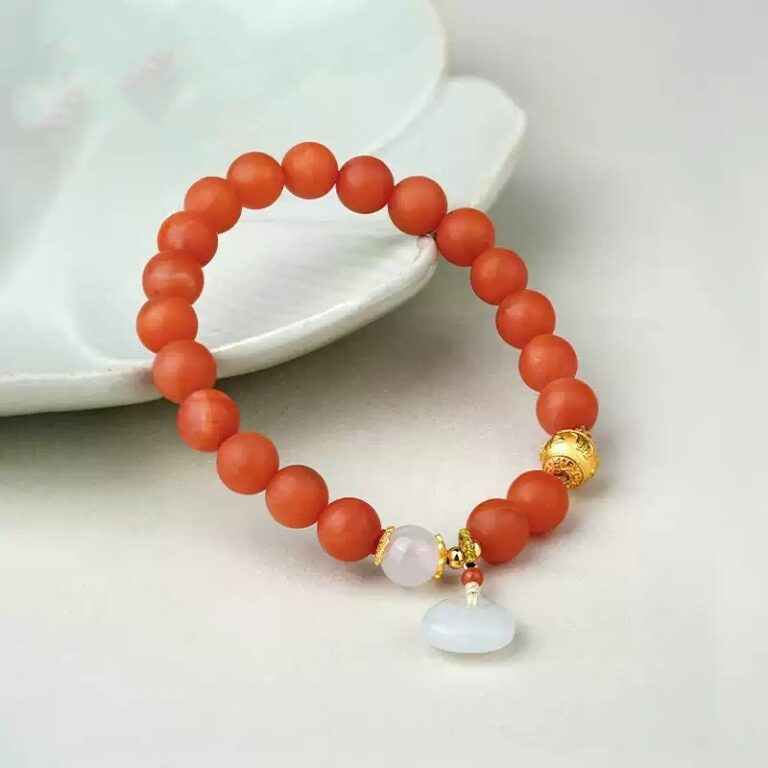 Baoshan southern red string women's red agate bracelet persimmon red beads rosary-1