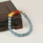 Blue jadeite strings for the current year lucky beads jade beads beaded bracelet women's birthday gift-4