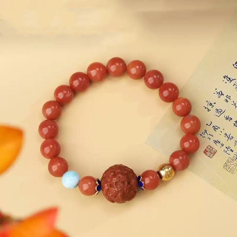 Sichuan material nanhong agate kelp stone bracelet women's models of the year of the Dragon red jade beads bracelet