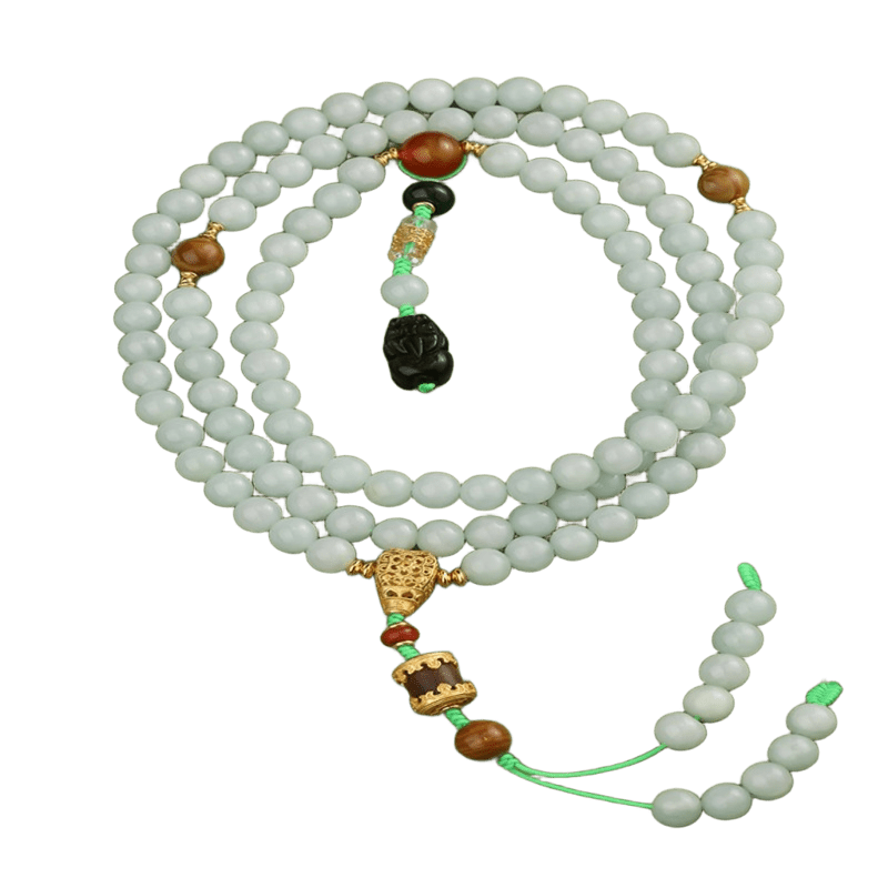 Jade Nanhong Amber 108 Beads Strings Senior Sense Strings Icy Glutinous Jade Round Beads Multi-Circle Bracelet