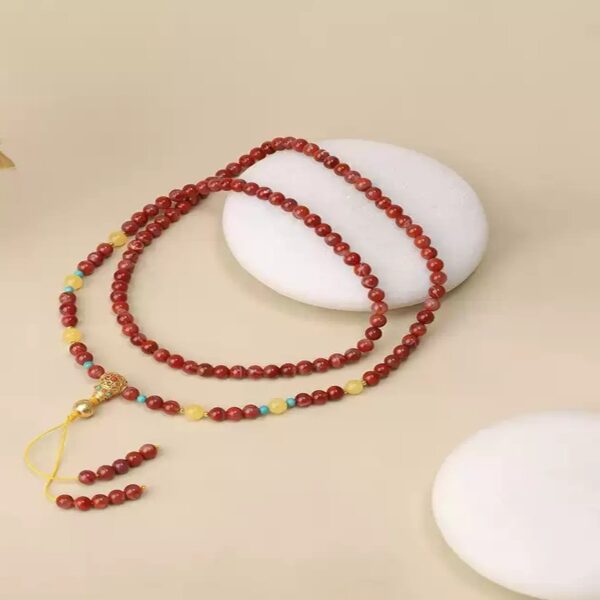 Chuan material nanhong agate beeswax beads string multi-ring bracelet necklace dual-purpose rosary women's strings-1