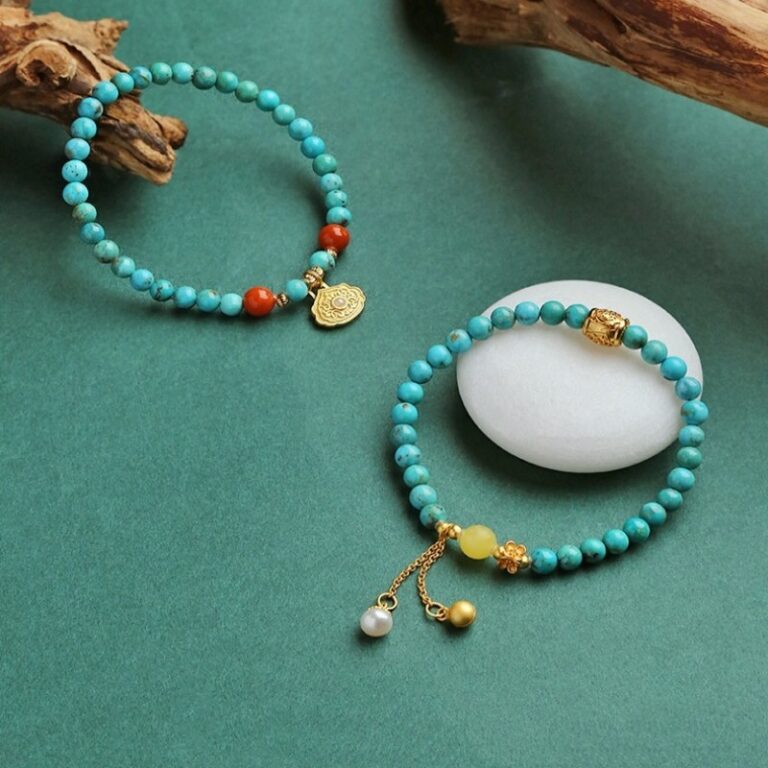 Turquoise strings beeswax Nanhong with beads multi treasure bracelet tag single loop beading sub ethnic style