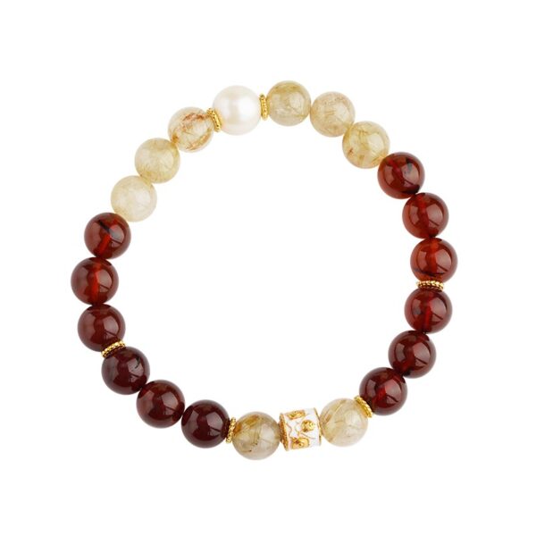 Amber string hair crystal pearl simple niche new Chinese ethnic style single circle women's crystal bracelet-3