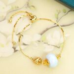 Blossom and Fortune Hetian Jade String Female Jadeite Carrying Beads Hand Rope S925 Silver Gold Plated Bracelet-2