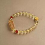 Citrine agate strings 925 silver hand plate women's bracelet this year lucky beads single circle bracelet-1