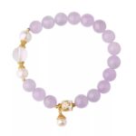 Amethyst Bracelet Women's Lavender Purple Beads Beaded White Crystal Bracelet Girls Premium-1