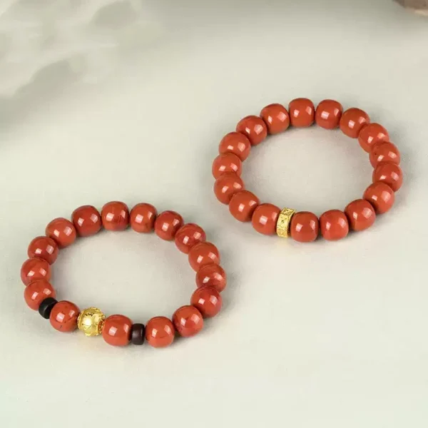 Sichuan material Nanhong old type beads strings women's beads bracelet persimmon red-1