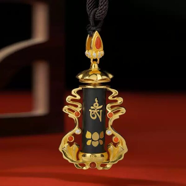 Sandalwood Treasure Umbrella Pendant Six Character Truth Southern Red Turquoise 925 Silver Tibetan Tibetan Pendant Jewellery-1