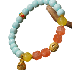 Turquoise Nanhong Two-Tone Bracelet Female Beeswax Transfer Beads Strings for Mom Birthday Gift