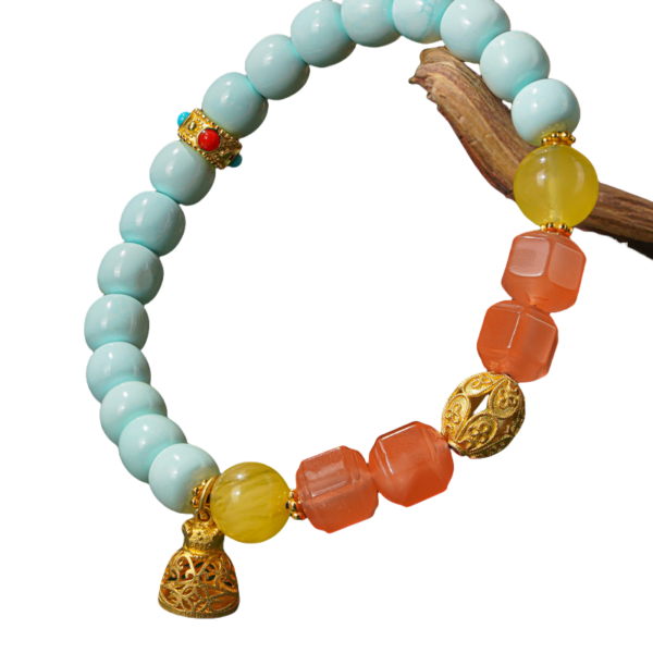 Turquoise Nanhong Two-Tone Bracelet Female Beeswax Transfer Beads Strings for Mom Birthday Gift