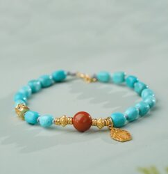 Turquoise strings random beads nanhong transfer beads women's niche Tibetan disc play bracelet-1