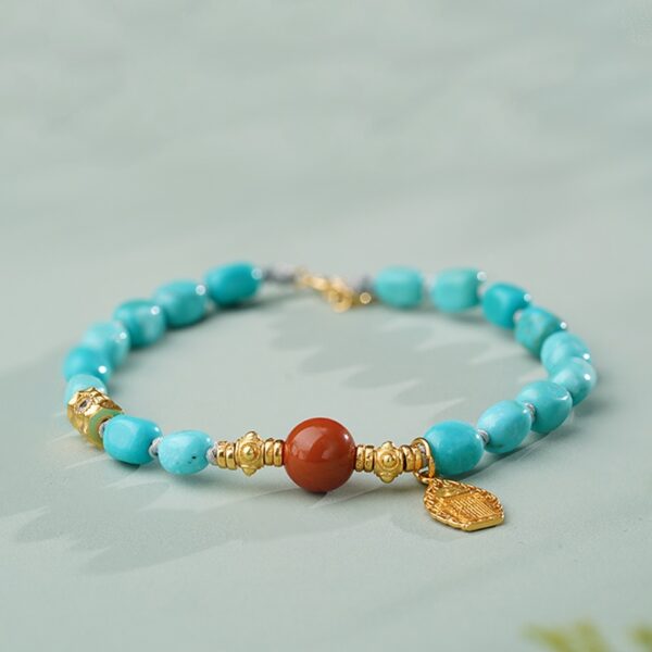 Turquoise strings random beads nanhong transfer beads women's niche Tibetan disc play bracelet-1