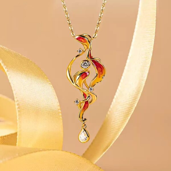 925 Silver Gold Plated Pendant Necklace Women Summer Collarbone Chain Light Luxury 520 Valentine's Day Gift-1