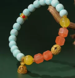 Turquoise Nanhong two-tone bracelet female beeswax transfer beads strings for mom birthday gift-1