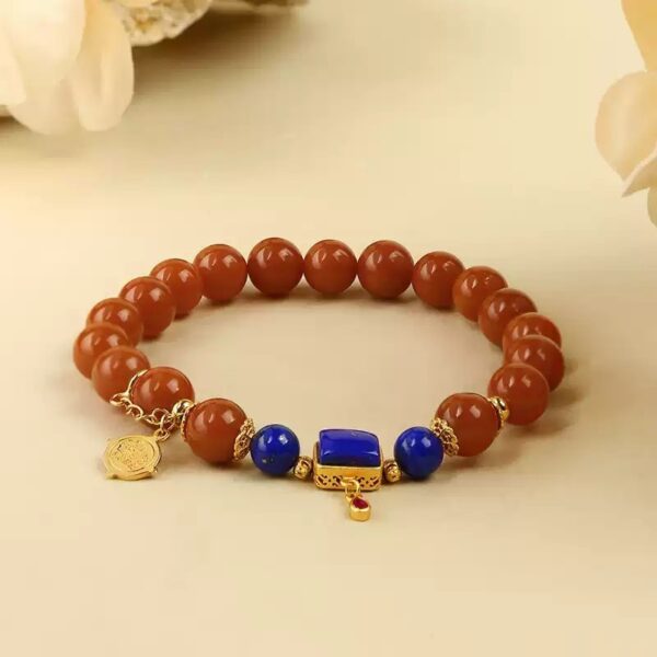 Chuan material nanhong agate lapis lazuli strings single circle women's beaded bracelet-1