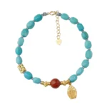 Turquoise strings random beads nanhong transfer beads women's niche Tibetan disc play bracelet