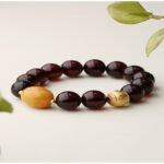 Blood peroxide beeswax strings simple burgundy amber round beads Buddha beads rosary six words bracelet female-1