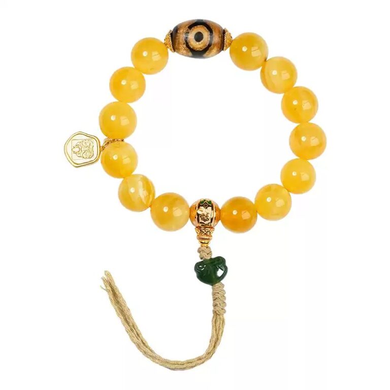 925 Silver Six Character Truth Weighing Beeswax String Three Eyes Dzi Bead Bracelet for Women-4