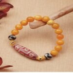 Beeswax strings red flesh nine eyes dzi Tibetan niche design men and women's models bracelets ethnic style hand jewelry