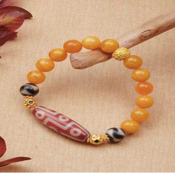 Beeswax strings red flesh nine eyes dzi Tibetan niche design men and women's models bracelets ethnic style hand jewelry