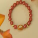 Chuan Material Nanhong Agate Beeswax Strings Single Ring Women's Beaded Bracelet Bracelet Transit Beads-1