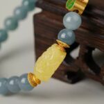 Blue jadeite strings for the current year lucky beads jade beads beaded bracelet women's birthday gift-5