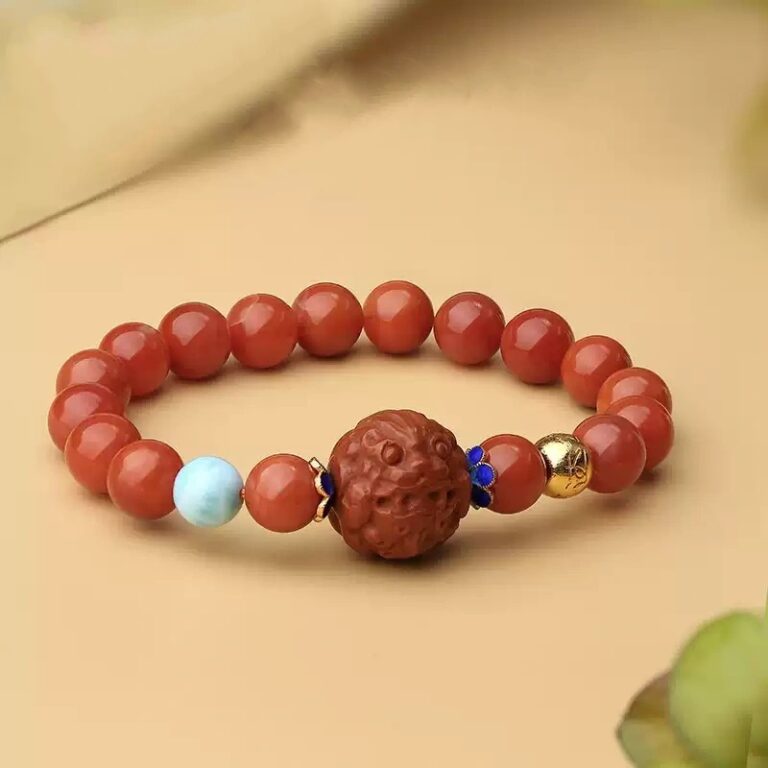 Sichuan material nanhong agate kelp stone bracelet women's models of the year of the Dragon red jade beads bracelet-1