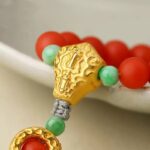 Baoshan Nanhong Pure Gold Jadeite 108 Beads Strings Buddha Beads Strings Women's Bracelets Bracelet Transit Beads-2