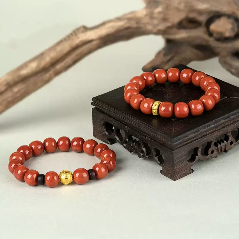 Sichuan material Nanhong old type beads strings women's beads bracelet persimmon red