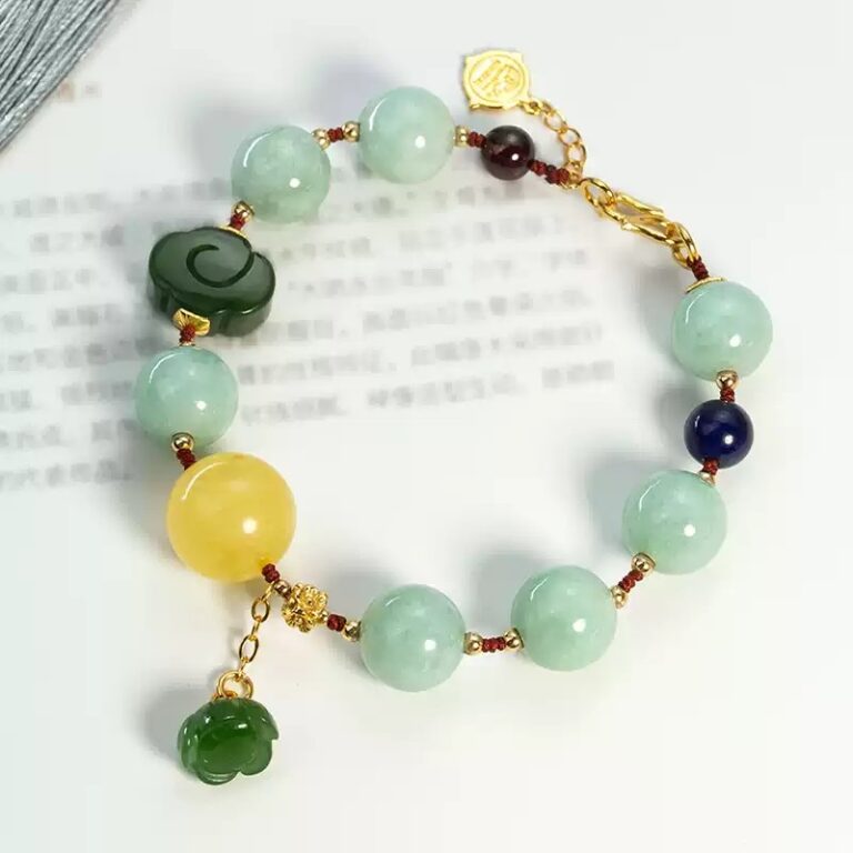 Jade Multi Treasure Beeswax Bracelet Pixi South Red Jasper Aquamarine Jade Beads Beaded Bracelet Female-2