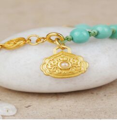 Turquoise bracelet s925 silver auspicious eight treasures accessories small tag string niche ethnic style-1