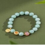 Jade agate strings female glutinous seed jade round beads about 10mm green beads bracelet