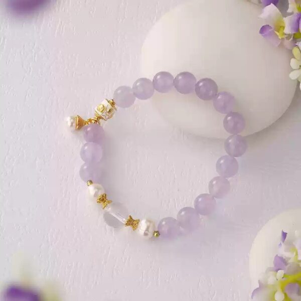 Amethyst Bracelet Women's Lavender Purple Beads Beaded White Crystal Bracelet Girls Premium-2