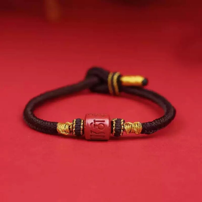 Cinnabar Hand Rope Six Character Truth Transfer Beads Lunar New Year Hand-Woven New Year Red Rope Red Bracelet-1