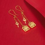 Ruyi Lock Earrings 999 Gold Pendant Solid Gold Birthday Gift for Girlfriend Earrings Gift