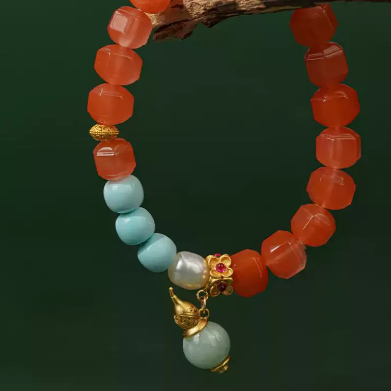 Turquoise Nanhong two-tone bracelet female beeswax transfer beads strings for mom birthday gift-2