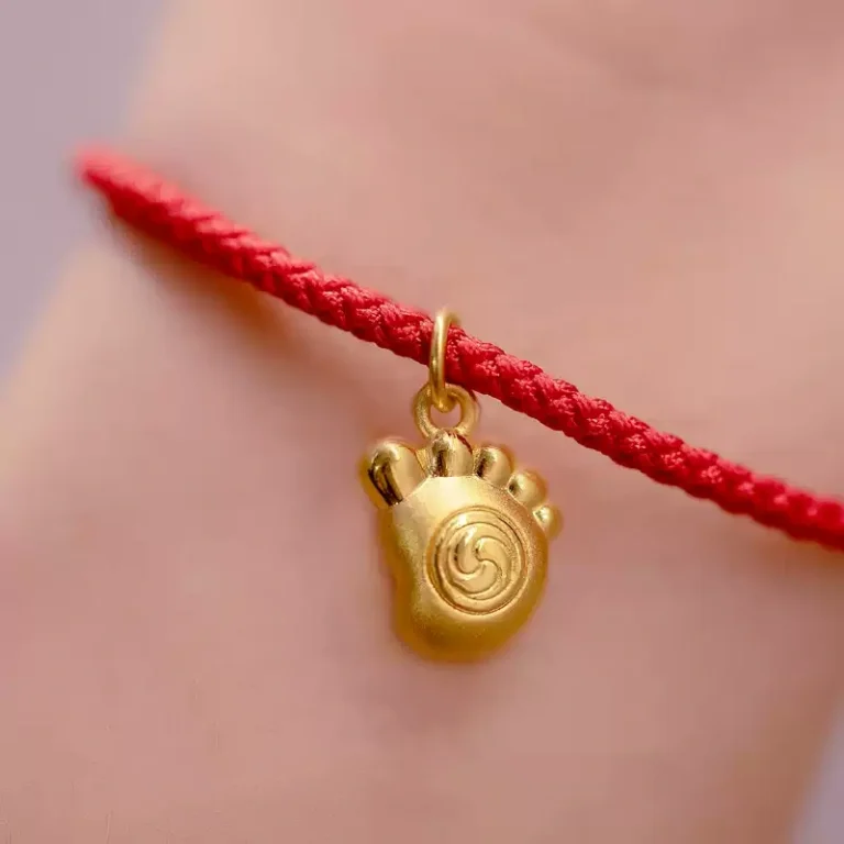 Pure gold 999 gold bracelet baby red rope transit beads baby hand rope accessories-3