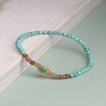 Turquoise strings with tourmaline 925 silver Huixing original design senior sense of a single circle bracelet female-1