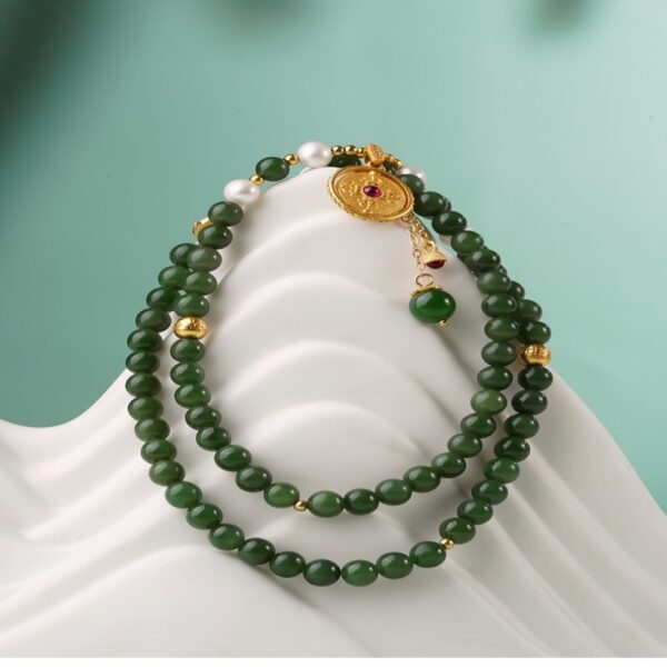 Jasper necklace women's models Tianzhu pearl and Tianyu pendant jade collarbone chain ladies neck jewellery-1