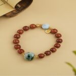 Nanhong string Sichuan material flame grain agate kelp stone jadeite old type beads new Chinese women's bracelets-1