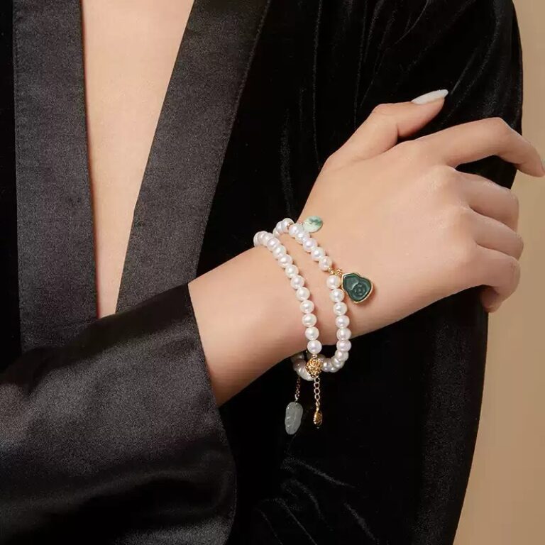 Yulan Fortune Pearl Bracelet Women's Hetian Jade Beaded Fortune Niche Bracelet-4