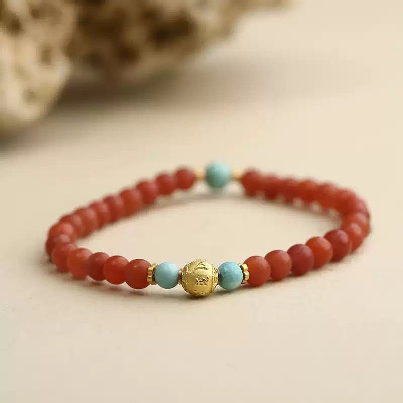 Baoshan southern red green pine six words of truth single circle string women's beads bracelet millet beads