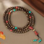 Sinking incense Nanhong green pine 108 beads string six words of truth transfer beads three eyes Buddha beads multi-ring handheld