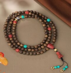 Sinking incense Nanhong green pine 108 beads string six words of truth transfer beads three eyes Buddha beads multi-ring handheld