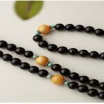 Blood Purple Beeswax Green Pine 108 Beads Amber Hand Round Beads Strings Multi-Circle Rosary Handheld Bracelet-2