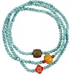 Turquoise strand with beeswax pearl multi loop bracelet dobby pan play jewelry handheld round beads-3