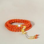 Baoshan Nanhong pure gold gold pearl beeswax 108 beads strings Buddha beads strings women's bracelets